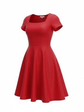 SHEIN Red Short-Sleeve Fit & Flare Romper